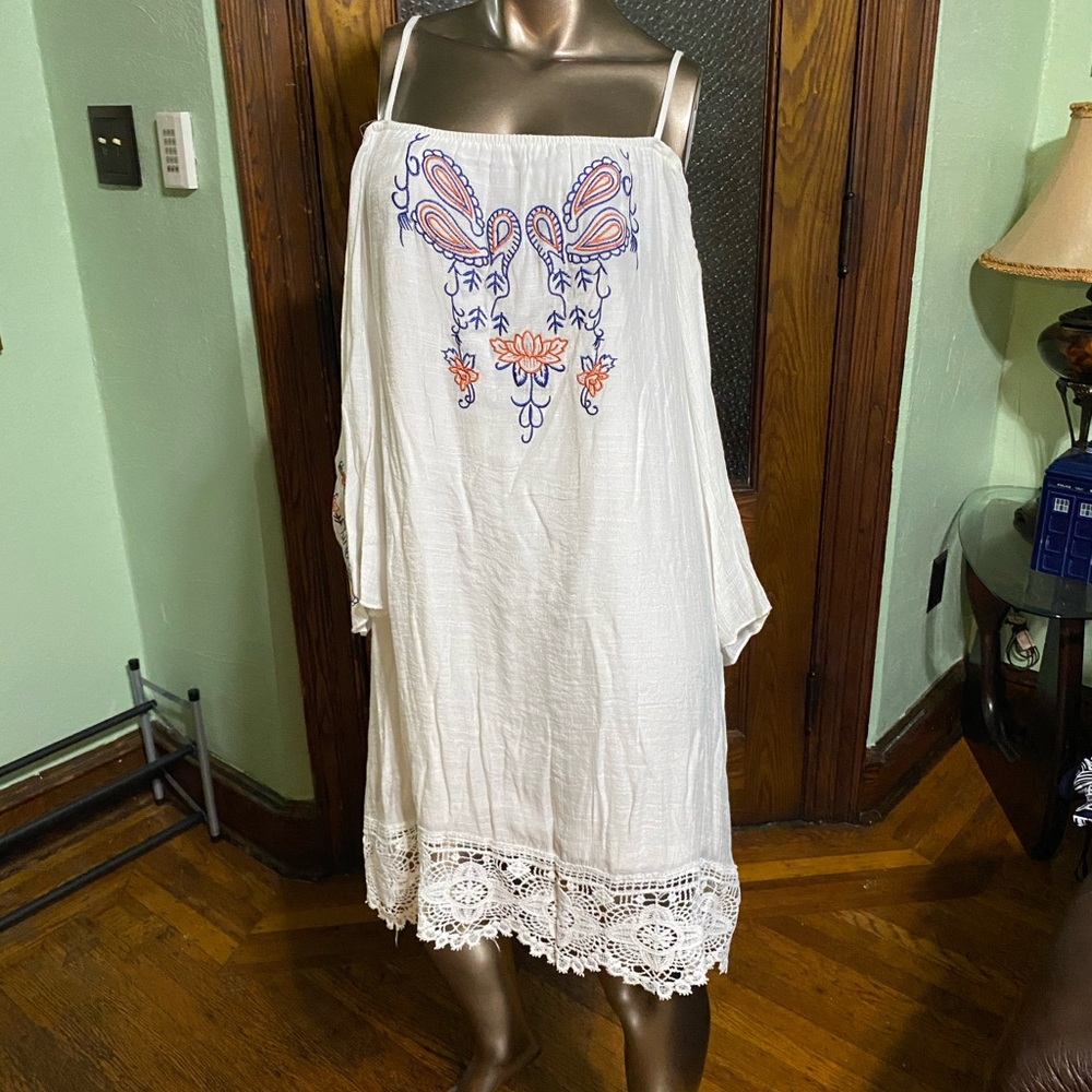 Cold Shoulder Long belled sleeve lined dress